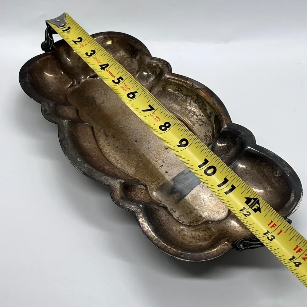 Vintage Silverplate Footed Serving Tray / Dish Unmarked Ornate Antique Style